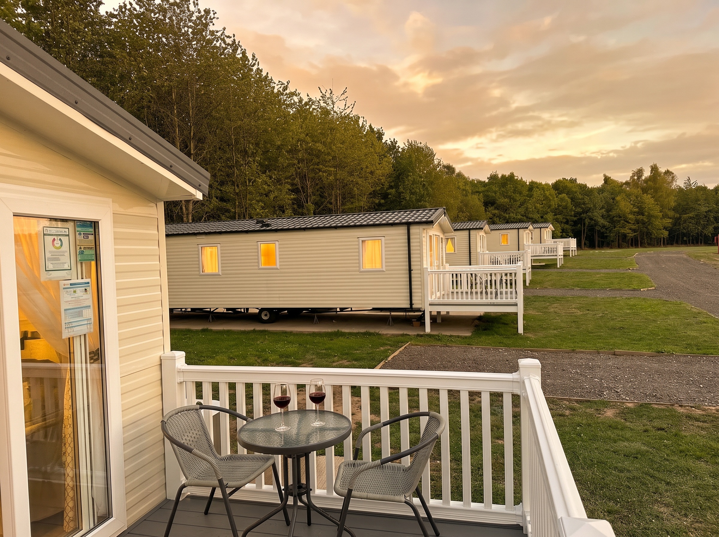 Evening on the decking at Swanlake Lodges