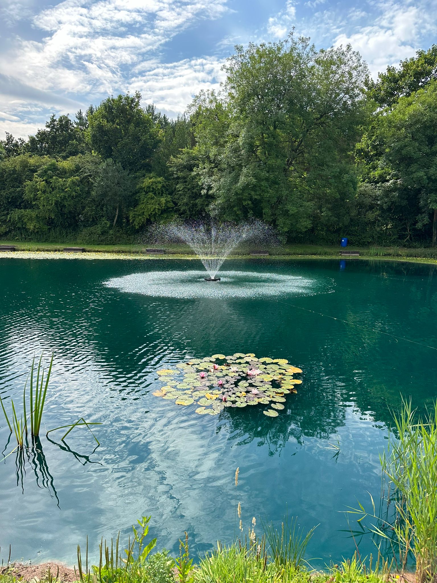 Fountain on the fishing lake at Swanlake